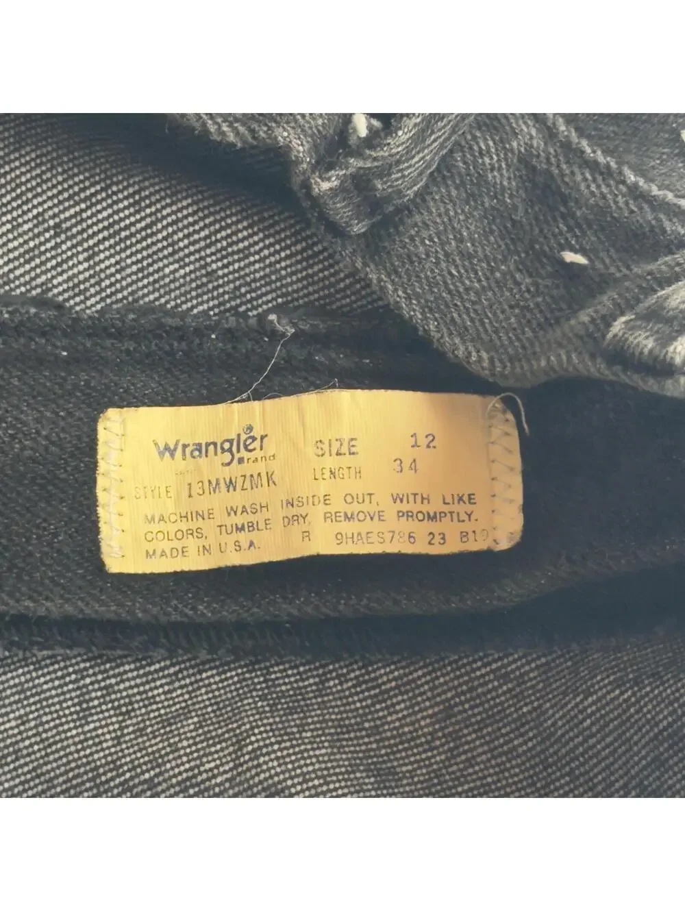 Vintage Wrangler Black Straight Leg Jeans Size 12 x 34